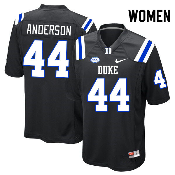 Women #44 David Anderson Duke Blue Devils College Football Jerseys Stitched-Black